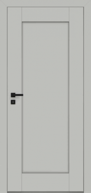 Drzwi białe DRE model Estra 5. To klasyczny wzór drzwi ramowych w połączeniu z matowymi okleinami.