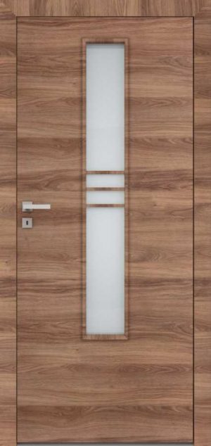Drzwi przylgowe lub bezprzylgowe DRE Arte B 40. Rama wykonana z drewna iglastego. W skrzydłach drzwiowych zastosowano szybę o grubości 4 mm.