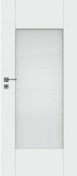 Drzwi DRE Auri 4 biały mat. Okleina DRE-Cell Decor lub folia 3D; szyba o gr. 4 mm. W wersjach: przylgowe, bezprzylgowe, przesuwne.