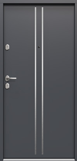 TOKIO 1 INSERT INOX kolor drzwi: ANTRACYT model szyldów: BLOK DZIELONE kolor szyldów: ANODA SREBRNA
